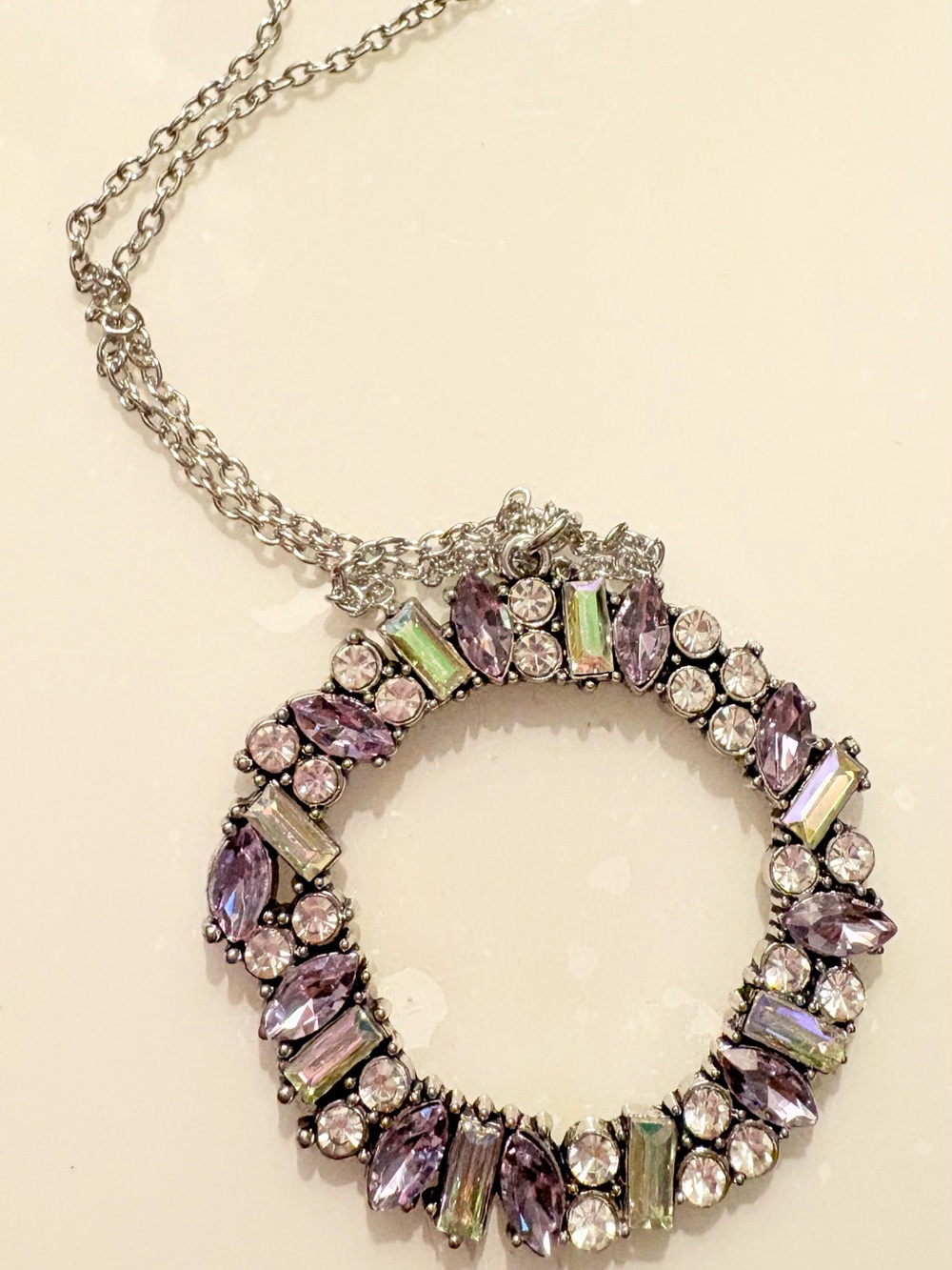 paparazzi Lavender and Iridescent Circle Pendant Necklace